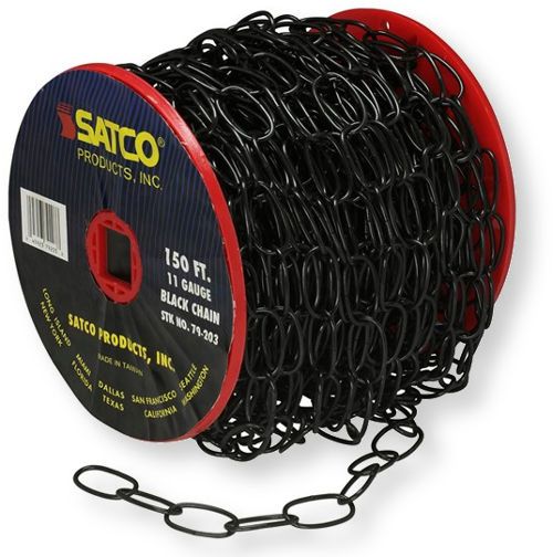 Satco 79-203 Eleven-Gauge Chain, Black Finish, Length 50 Yards per Reel, Weight 15 Pounds Maximum, UPC 045923792038 (SATCO 79-203 SATCO 79/203 SATCO 79203 SATCO79-203 SATCO79203 SATCO-79-203)
