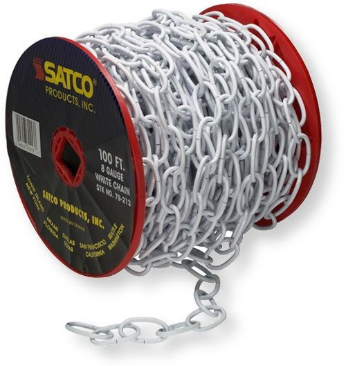 Satco 79-213 Eight-Gauge Chain, White Finish, Length 100 Feet per Reel, Weight 35 Pounds Maximum, UPC 045923792137 (SATCO 79-213 SATCO 79/213 SATCO 79213 SATCO79-213 SATCO79213 SATCO-79-213)