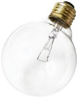 Satco A3647 Model 25G25 Incandescent Light Bulb, Clear Finish, 25 Watts, G25 Lamp Shape, Medium Base, E26 ANSI Base, 130 Voltage, 4 3/8'' MOL, 3.13'' MOD, CC-9 Filament, 180 Initial Lumens, 3000 Average Rated Hours, 1.04 Amps, Long Life, Brass Base, RoHS Compliant, UPC 045923036477 (SATCOA3647 SATCO-A3647 A-3647) 