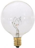 Satco A3931 Model 60G16 1/2 Incandescent Light Bulb, Clear Finish, 60 Watts, G16 Lamp Shape, Candelabra Base, E12 ANSI Base, 130 Voltage, 3'' MOL, 2.06'' MOD, CC-2V Filament, 642 Initial Lumens, 2500 Average Rated Hours, Long Life, Brass Base, RoHS Compliant, UPC 045923039317 (SATCOA3931 SATCO-A3931 A-3931) 