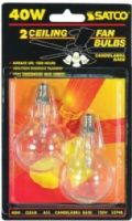 Satco S2740 Model 40A15/CL/E12 Incandescent Light Bulb, Clear Finish, 40 Watts, A15 Lamp Shape, Candelabra Base, E12 ANSI Base, 120 Voltage, 3.36'' MOL, 1.88'' MOD, C-9 Filament, 420 Initial Lumens, 1000 Average Rated Hours, General Service Incandescent, Household or Commercial use, Long Life, RoHS Compliant, UPC 045923027406 (SATCOS2740 SATCO-S2740 S-2740) 