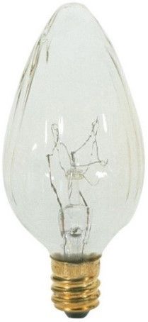 Satco S2760 Model 15F10 Incandescent Light Bulb, Clear Finish, 15 Watts, F10 Lamp Shape, Candelabra Base, E12 ANSI Base, 120 Voltage, 3 1/16'' MOL, 1.25'' MOD, C-7A Filament, 110 Initial Lumens, 1500 Average Rated Hours, Decorative incandescent, Long Life, Brass Base, RoHS Compliant, UPC 045923027604 (SATCOS2760 SATCO-S2760 S-2760)