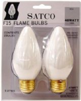 Satco S2768 Model 40F15/W Incandescent Light Bulb, White Finish, 40 Watts, F15 Lamp Shape, Medium Base, E26 ANSI Base, 120 Voltage, 4 1/2'' MOL, 1.88'' MOD, CC-9 Filament, 320 Initial Lumens, 1500 Average Rated Hours, Decorative incandescent, Long Life, Brass Base, RoHS Compliant, UPC 045923027680 (SATCOS2768 SATCO-S2768 S-2768) 