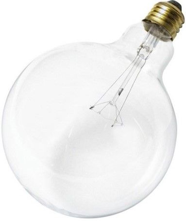 Satco S3010 Model 25G40 Incandescent Light Bulb, Clear Finish, 25 Watts, G40 Lamp Shape, Medium Base, E26 ANSI Base, 120 Voltage, 6 3/4'' MOL, 5.00'' MOD, C-9 Filament, 120 Initial Lumens, 4000 Average Rated Hours, Long Life, Brass Base, RoHS Compliant, UPC 045923030109 (SATCOS3010 SATCO-S3010 S-3010)