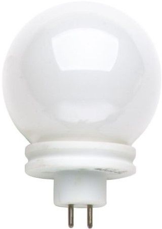 Satco S3191 Model 35JCGVL-G14 Halogen Light Bulb, White Finish, Longneck Ball-Lite, 35 Watts, G14 Lamp Shape, Minature 2 Pin Round Base, GU5.3/GX5.3 Base, 12 Voltage, 2 9/16