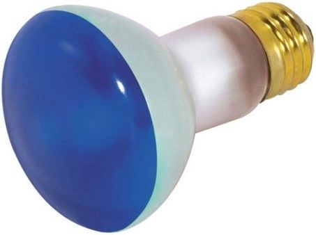Satco S3202 Model 50R20/B Incandescent Light Bulb, Blue Finish, 50 Watts, R20 Lamp Shape, Medium Base, E26 Base, 130 Voltage, 4'' MOL, 2.50'' MOD, CC-9 Filament, 2000 Average Rated Hours, General Service Reflector, Household or Commercial use, Long Life, Brass Base, RoHS Compliant, UPC 045923032028 (SATCOS3202 SATCO-S3202 S-3202)