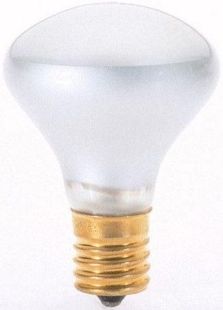 Satco S3215 Model 40R14N Incandescent Light Bulb, Clear Finish, 40 Watts, R14 Lamp Shape, Intermediate Base, E17 Base, 120 Voltage, 2 5/8'' MOL, 1.75'' MOD, CC-2V Filament, 300 Initial Lumens, 1500 Average Rated Hours, General Service Reflector, Household or Commercial use, Long Life, Brass Base, RoHS Compliant, UPC 045923032158 (SATCOS3215 SATCO-S3215 S-3215)