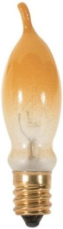 Satco S3243 Model 7 1/2CA5/FY Incandescent Light Bulb, Yellow Finish, 7.5 Watts, CA5 Lamp Shape, Candelabra Base, E12 Base, 120 Voltage, 2 7/8'' MOL, 0.63'' MOD, C-7A Filament, 35 Initial Lumens, 1500 Average Rated Hours, Long Life, Brass Base, RoHS Compliant, UPC 045923032431 (SATCOS3243 SATCO-S3243 S-3243)