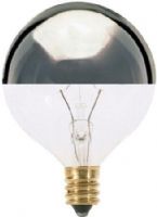Satco S3244 Model 25G16 1/2/SL Incandescent Light Bulb, Silver Crown Finish, 25 Watts, G16 1/2 Lamp Shape, Candelabra Base, E12 Base, 120 Voltage, 3'' MOL, 2.06'' MOD, CC-2V Filament, 232 Initial Lumens, 1500 Average Rated Hours, Long Life, Brass Base, RoHS Compliant, UPC 045923032448 (SATCOS3244 SATCO-S3244 S-3244) 