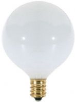 Satco S3261 Model 40G16 1/2/W Decorative Incandescent Light Bulb, Gloss White Finish, 40 Watts, G16 1/2 Lamp Shape, Candelabra Base, E12 Base, 120 Voltage, 3'' MOL, 2.06'' MOD, CC-2V Filament, 348 Initial Lumens, 1500 Average Rated Hours, Long Life, Brass Base, RoHS Compliant, UPC 045923032615 (SATCOS3261 SATCO-S3261 S-3261) 