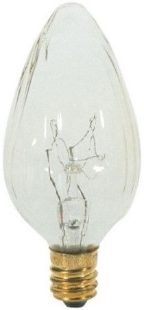 Satco S3360 Model 15F10 Decorative Incandescent Light Bulb, Clear Finish, 15 Watts, F10 Lamp Shape, Candelabra Base, E12 Base, 120 Voltage, 3 1/16'' MOL, 1.25'' MOD, C-7A Filament, 110 Initial Lumens, 1500 Average Rated Hours, Long Life, Brass Base, RoHS Compliant, UPC 045923033605 (SATCOS3360 SATCO-S3360 S-3360)