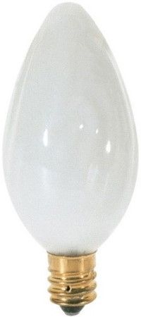 Satco S3361 Model 15F10/W Decorative Incandescent Light Bulb, White Finish, 15 Watts, F10 Lamp Shape, Candelabra Base, E12 Base, 120 Voltage, 3 1/16'' MOL, 1.25'' MOD, C-7A Filament, 90 Initial Lumens, 1500 Average Rated Hours, Long Life, Brass Base, RoHS Compliant, UPC 045923033612 (SATCOS3361 SATCO-S3361 S-3361)