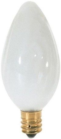 Satco S3372 Model 25F10/W Decorative Incandescent Light Bulb, White Finish, 25 Watts, F10 Lamp Shape, Candelabra Base, E12 Base, 120 Voltage, 3 1/16'' MOL, 1.25'' MOD, C-7A Filament, 185 Initial Lumens, 1500 Average Rated Hours, Long Life, Brass Base, RoHS Compliant, UPC 045923033728 (SATCOS3372 SATCO-S3372 S-3372)