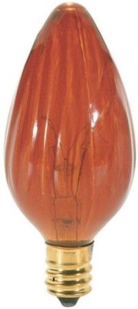 Satco S3374 Model 25F10/A Decorative Incandescent Light Bulb, Amber Finish, 25 Watts, F10 Lamp Shape, Candelabra Base, E12 Base, 120 Voltage, 3 1/16'' MOL, 1.25'' MOD, C-7A Filament, 190 Initial Lumens, 1500 Average Rated Hours, Long Life, Brass Base, RoHS Compliant, UPC 045923033742 (SATCOS3374 SATCO-S3374 S-3374)