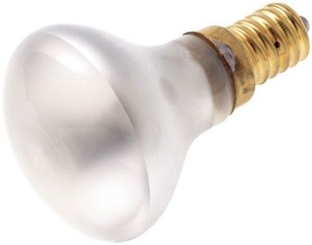 Satco S3396 Model 40R14/E14 Incandescent Light Bulb, Clear Finish, 40 Watts, R14 Lamp Shape, European Base, E14 Base, 130 Voltage, 2 5/8'' MOL, 1.75'' MOD, CC-2V Filament, 280 Initial Lumens, 1500 Average Rated Hours, General Service Reflector, Household or Commercial use, Long Life, Brass Base, RoHS Compliant, UPC 045923033964 (SATCOS3396 SATCO-S3396 S-3396)