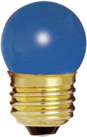 Satco S3608 Model 7 1/2S11/B Incandescent Light Bulb, Ceramic Blue Finish, 7.5 Watts, S11 Lamp Shape, Medium Base, E26 ANSI Base, 120 Voltage, 2 1/4'' MOL, 1.38'' MOD, C-7A Filament, 2500 Average Rated Hours, RoHS Compliant, UPC 045923036088 (SATCOS3608 SATCO-S3608 S-3608)