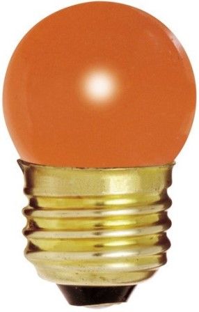 Satco S3610 Model 7 1/2S11/O Incandescent Light Bulb, Ceramic Orange Finish, 7.5 Watts, S11 Lamp Shape, Medium Base, E26 ANSI Base, 120 Voltage, 2 1/4'' MOL, 1.38'' MOD, C-7A Filament, 2500 Average Rated Hours, RoHS Compliant, UPC 045923036101 (SATCOS3610 SATCO-S3610 S-3610)