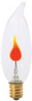 Satco S3656 Model 3CA8/Flicker Incandescent Light Bulb, Clear Finish, 3 Watts, CA8 Lamp Shape, Candelabra Base, E12 ANSI Base, 120 Voltage, 3 7/8'' MOL, 1.00'' MOD, Neon Filament, 1000 Average Rated Hours, Long Life, Brass Base, RoHS Compliant, UPC 045923036569 (SATCOS3656 SATCO-S3656 S-3656) 