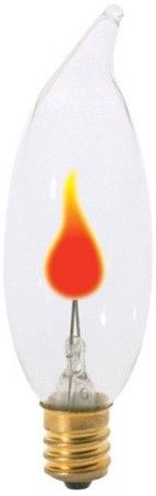 Satco S3656 Model 3CA8/Flicker Incandescent Light Bulb, Clear Finish, 3 Watts, CA8 Lamp Shape, Candelabra Base, E12 ANSI Base, 120 Voltage, 3 7/8'' MOL, 1.00'' MOD, Neon Filament, 1000 Average Rated Hours, Long Life, Brass Base, RoHS Compliant, UPC 045923036569 (SATCOS3656 SATCO-S3656 S-3656)