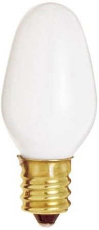 Satco S3681 Model 4C7/W Incandescent Light Bulb, White Finish, 4 Watts, C7 Lamp Shape, Candelabra Base, E12 ANSI Base, 120 Voltage, 2 1/8'' MOL, 0.88'' MOD, C-7A Filament, 8 Initial Lumens, 3000 Average Rated Hours, Long Life, Brass Base, RoHS Compliant, UPC 045923036811 (SATCOS3681 SATCO-S3681 S-3681)
