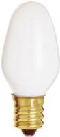 Satco S3692 Model 7C7/W Incandescent Light Bulb, White Finish, 4 Watts, C7 Lamp Shape, Candelabra Base, E12 ANSI Base, 120 Voltage, 2 1/8'' MOL, 0.88'' MOD, C-7A Filament, 28 Initial Lumens, 3000 Average Rated Hours, Long Life, Brass Base, RoHS Compliant, UPC 045923036927 (SATCOS3692 SATCO-S3692 S-3692) 