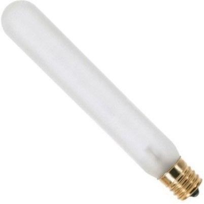 Satco S3710 Model 40T6 1/2N Tubular Shaped Incandescent Light Bulb, Frost Finish, 40 Watts, T6 Lamp Shape, Intermediate Base, E17 ANSI Base, 130 Voltage, 5 3/8'' MOL, 0.81'' MOD, C-8 Filament, 350 Initial Lumens, 1500 Average Rated Hours, Long Life, Brass Base, RoHS Compliant, UPC 045923037108 (SATCOS3710 SATCO-S3710 S-3710)