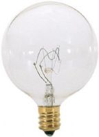 Satco S3728 Model 40G16 1/2 Incandescent Light Bulb, Clear Finish, 40 Watts, G16 Lamp Shape, Candelabra Base, E12 ANSI Base, 120 Voltage, 3'' MOL, 2.06'' MOD, CC-2V Filament, 384 Initial Lumens, 1500 Average Rated Hours, Long Life, Brass Base, RoHS Compliant, UPC 045923037283 (SATCOS3728 SATCO-S3728 S-3728) 