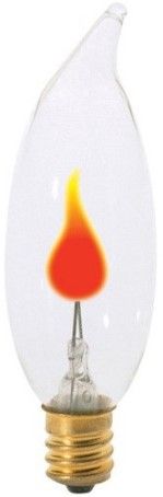 Satco S3756 Model 3CA8/Flicker Incandescent Light Bulb, Clear Finish, 3 Watts, CA8 Lamp Shape, Candelabra Base, E12 ANSI Base, 120 Voltage, 3 7/8'' MOL, 1.00'' MOD, Neon Filament, 1500 Average Rated Hours, Long Life, Brass Base, RoHS Compliant, UPC 045923037566 (SATCOS3756 SATCO-S3756 S-3756)