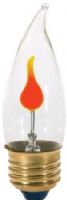 Satco S3757 Model 3CA10/Flicker Incandescent Light Bulb, Clear Finish, 3 Watts, CA10 Lamp Shape, Candelabra Base, E12 ANSI Base, 120 Voltage, 4 1/16'' MOL, 1.25'' MOD, Neon Filament, 1500 Average Rated Hours, Long Life, Brass Base, RoHS Compliant, UPC 045923037573 (SATCOS3757 SATCO-S3757 S-3757) 
