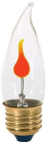 Satco S3757 Model 3CA10/Flicker Incandescent Light Bulb, Clear Finish, 3 Watts, CA10 Lamp Shape, Candelabra Base, E12 ANSI Base, 120 Voltage, 4 1/16'' MOL, 1.25'' MOD, Neon Filament, 1500 Average Rated Hours, Long Life, Brass Base, RoHS Compliant, UPC 045923037573 (SATCOS3757 SATCO-S3757 S-3757)