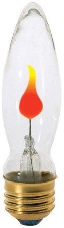 Satco S3760 Model 3CA9/Flicker Incandescent Light Bulb, Clear Finish, 3 Watts, CA9 Lamp Shape, Candelabra Base, E26 ANSI Base, 120 Voltage, 4 9/19'' MOL, 1.13'' MOD, Neon Filament, 1500 Average Rated Hours, Long Life, Brass Base, RoHS Compliant, UPC 045923037603 (SATCOS3760 SATCO-S3760 S-3760)