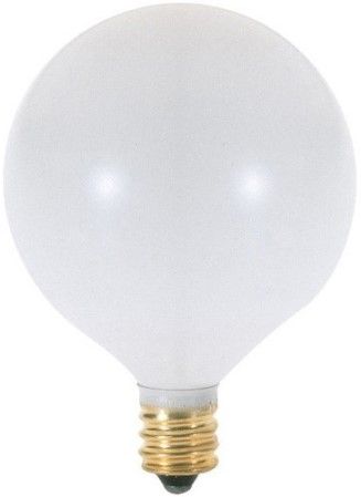 Satco S3772 Model 60G16 1/2/W Incandescent Light Bulb, Satin White Finish, 60 Watts, G16 Lamp Shape, Candelabra Base, E12 ANSI Base, 120 Voltage, 3'' MOL, 2.06'' MOD, CC-2V Filament, 630 Initial Lumens, 1500 Average Rated Hours, Long Life, Brass Base, RoHS Compliant, UPC 045923037726 (SATCOS3772 SATCO-S3772 S-3772)