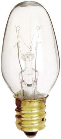 Satco S3791 Model 7C7 Incandescent Light Bulb, Clear Finish, 7 Watts, C7 Lamp Shape, Candelabra Base, E12 ANSI Base, 120 Voltage, 2 1/8'' MOL, 0.88'' MOD, C-7A Filament, 35 Initial Lumens, 3000 Average Rated Hours, RoHS Compliant, UPC 045923037917 (SATCOS3791 SATCO-S3791 S-3791)
