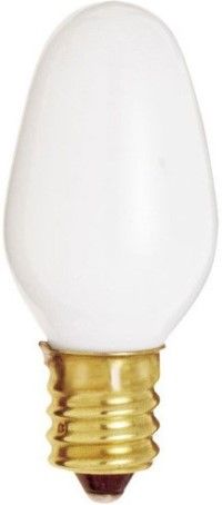 Satco S3792 Model 7C7/W Incandescent Light Bulb, White Finish, 7 Watts, C7 Lamp Shape, Candelabra Base, E12 ANSI Base, 120 Voltage, 2 1/8'' MOL, 0.88'' MOD, C-7A Filament, 28 Initial Lumens, 3000 Average Rated Hours, RoHS Compliant, UPC 045923037924 (SATCOS3792 SATCO-S3792 S-3792)