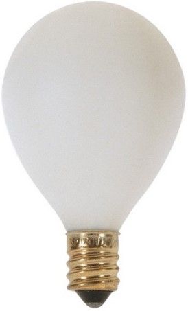 Satco S3830 Model 10G12 1/2/W Incandescent Light Bulb, Satin White Finish, 10 Watts, G12 Lamp Shape, Candelabra Base, E12 ANSI Base, 120 Voltage, 2 3/8'' MOL, 1.56'' MOD, C-7A Filament, 50 Initial Lumens, 1500 Average Rated Hours, Long Life, Brass Base, RoHS Compliant, UPC 045923038303 (SATCOS3830 SATCO-S3830 S-3830)
