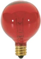 Satco S3833 Model 10G12 1/2/R Incandescent Light Bulb, Transparent Red Finish, 10 Watts, G12 Lamp Shape, Candelabra Base, E12 ANSI Base, 120 Voltage, 2 3/8'' MOL, 1.56'' MOD, C-7A Filament, 1500 Average Rated Hours, Long Life, Brass Base, RoHS Compliant, UPC 045923038334 (SATCOS3833 SATCO-S3833 S-3833) 
