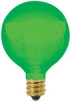 Satco S3835 Model 10G12 1/2/G Incandescent Light Bulb, Transparent Green Finish, 10 Watts, G12 Lamp Shape, Candelabra Base, E12 ANSI Base, 120 Voltage, 2 3/8'' MOL, 1.56'' MOD, C-7A Filament, 1500 Average Rated Hours, Long Life, Brass Base, RoHS Compliant, UPC 045923038358 (SATCOS3835 SATCO-S3835 S-3835) 