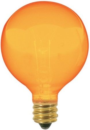 Satco S3836 Model 10G12 1/2/A Incandescent Light Bulb, Transparent Amber Finish, 10 Watts, G12 Lamp Shape, Candelabra Base, E12 ANSI Base, 120 Voltage, 2 3/8'' MOL, 1.56'' MOD, C-7A Filament, 1500 Average Rated Hours, Long Life, Brass Base, RoHS Compliant, UPC 045923038365 (SATCOS3836 SATCO-S3836 S-3836)
