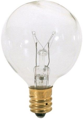 Satco S3845 Model 15G12 1/2 Incandescent Light Bulb, Clear Finish, 15 Watts, G12 Lamp Shape, Candelabra Base, E12 ANSI Base, 120 Voltage, 2 3/8'' MOL, 1.56'' MOD, C-7A Filament, 100 Initial Lumens, 1500 Average Rated Hours, Long Life, Brass Base, RoHS Compliant, UPC 045923038457 (SATCOS3845 SATCO-S3845 S-3845)