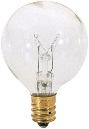 Satco S3847 Model 40G12 1/2 Incandescent Light Bulb, Clear Finish, 40 Watts, G12 Lamp Shape, Candelabra Base, E12 ANSI Base, 120 Voltage, 2 3/8'' MOL, 1.56'' MOD, C-7A Filament, 370 Initial Lumens, 1500 Average Rated Hours, Long Life, Brass Base, RoHS Compliant, UPC 045923038471 (SATCOS3847 SATCO-S3847 S-3847)
