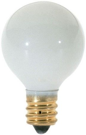 Satco S3864 Model 10G8/W Incandescent Light Bulb, Gloss White Finish, 10 Watts, G8 Lamp Shape, Candelabra Base, E12 ANSI Base, 120 Voltage, 1 7/8'' MOL, 1.00'' MOD, C-7A Filament, 50 Initial Lumens, 1500 Average Rated Hours, Long Life, Brass Base, RoHS Compliant, UPC 045923038648 (SATCOS3864 SATCO-S3864 S-3864)