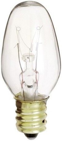 Satco S3902 Model 7C7 Incandescent Light Bulb, Clear Finish, 7 Watts, C7 Lamp Shape, Candelabra Base, E12 ANSI Base, 130 Voltage, 1 7/8'' MOL, 0.88'' MOD, C-7A Filament, 35 Initial Lumens, 2500 Average Rated Hours, RoHS Compliant, UPC 045923039027 (SATCOS3902 SATCO-S3902 S-3902)
