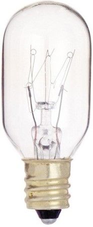 Satco S3907 Model 25T8/C Incandescent Light Bulb, Clear Finish, 15 Watts, T8 Lamp Shape, Candelabra Base, E12 ANSI Base, 130 Voltage, 2 5/8'' MOL, 1.00'' MOD, C-5A Filament, 190 Initial Lumens, 2500 Average Rated Hours, RoHS Compliant, UPC 045923039072 (SATCOS3907 SATCO-S3907 S-3907)