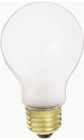 Satco S3950 Model 25A19/F Incandescent Light Bulb, Frost Finish, 25 Watts, A19 Lamp Shape, Medium Base, E26 ANSI Base, 130 Voltage, 4 1/8'' MOL, 2.38'' MOD, CC-6 Filament, 180 Initial Lumens, 2500 Average Rated Hours, Household or Commercial use, Long Life, RoHS Compliant, UPC 045923039508 (SATCOS3950 SATCO-S3950 S-3950)