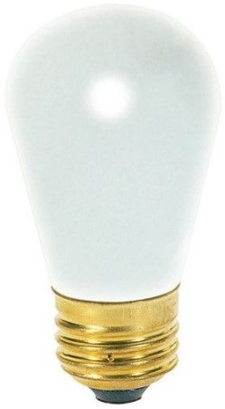 Satco S3966 Model 11S14/F Incandescent Light Bulb, Frost Finish, 11 Watts, S14 Lamp Shape, Medium Base, E26 ANSI Base, 130 Voltage, 3 1/2'' MOL, 1.75'' MOD, CC-9 Filament, 65 Initial Lumens, 2500 Average Rated Hours, RoHS Compliant, UPC 045923039669 (SATCOS3966 SATCO-S3966 S-3966)