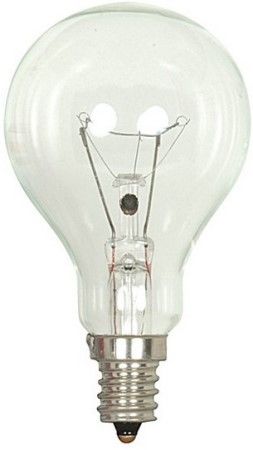 Satco S4160 Model 40A15/CL/E12 Incandescent Light Bulb, Clear Finish, 40 Watts, A15 Lamp Shape, Candelabra Base, E12 ANSI Base, 130 Voltage, 3.36'' MOL, 1.88'' MOD, C-9 Filament, 420 Initial Lumens, 1000 Average Rated Hours, Household or Commercial use, Long Life, RoHS Compliant, UPC 045923041600 (SATCOS4160 SATCO-S4160 S-4160)