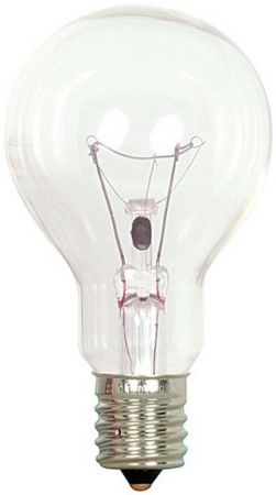 Satco S4164 Model 40A15/CL/E17 Incandescent Light Bulb, Clear Finish, 40 Watts, A15 Lamp Shape, Intermediate Base, E17 ANSI Base, 130 Voltage, 3.36'' MOL, 1.88'' MOD, C-9 Filament, 420 Initial Lumens, 1000 Average Rated Hours, Household or Commercial use, Long Life, RoHS Compliant, UPC 045923041648 (SATCOS4164 SATCO-S4164 S-4164)