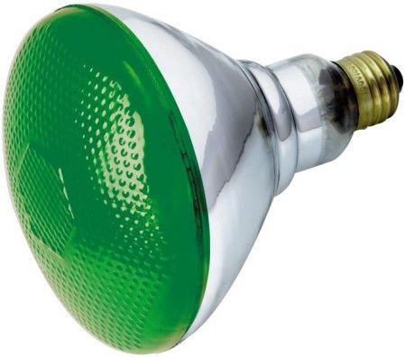 Satco S4427 Model 100BR38/G Metal Halide HID Light Bulb, Green Finish, 100 Watts, BR38 Lamp Shape, Medium Base, E26 ANSI Base, 120 Voltage, 5 5/16'' MOL, 4.75'' MOD, CC-9 Filament, 2000 Average Rated Hours, 110 Beam Spread, General Service Reflector, Household or Commercial use, Long Life, Brass Base, UPC 045923044274 (SATCOS4427 SATCO-S4427 S-4427)