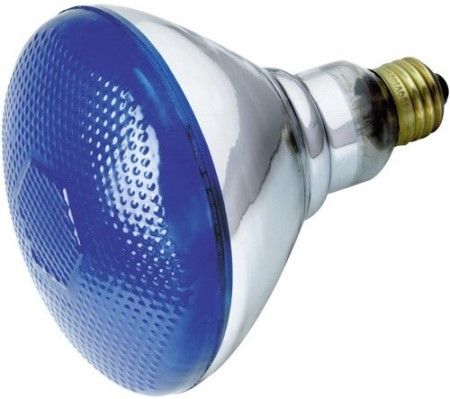 Satco S4428 Model 100BR38/B Metal Halide HID Light Bulb, Blue Finish, 100 Watts, BR38 Lamp Shape, Medium Base, E26 ANSI Base, 120 Voltage, 5 5/16'' MOL, 4.75'' MOD, CC-9 Filament, 2000 Average Rated Hours, 110 Beam Spread, General Service Reflector, Household or Commercial use, Long Life, Brass Base, UPC 045923044281 (SATCOS4428 SATCO-S4428 S-4428)