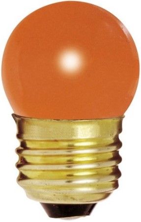 Satco S4510 Model 7 1/2S11/O Incandescent Light Bulb, Ceramic Orange Finish, 7.5 Watts, S11 Lamp Shape, Medium Base, E26 ANSI Base, 120 Voltage, 2 1/4'' MOL, 1.38'' MOD, C-7A Filament, 2500 Average Rated Hours, Special application incandescent, RoHS Compliant, UPC 045923045103 (SATCOS4510 SATCO-S4510 S-4510)